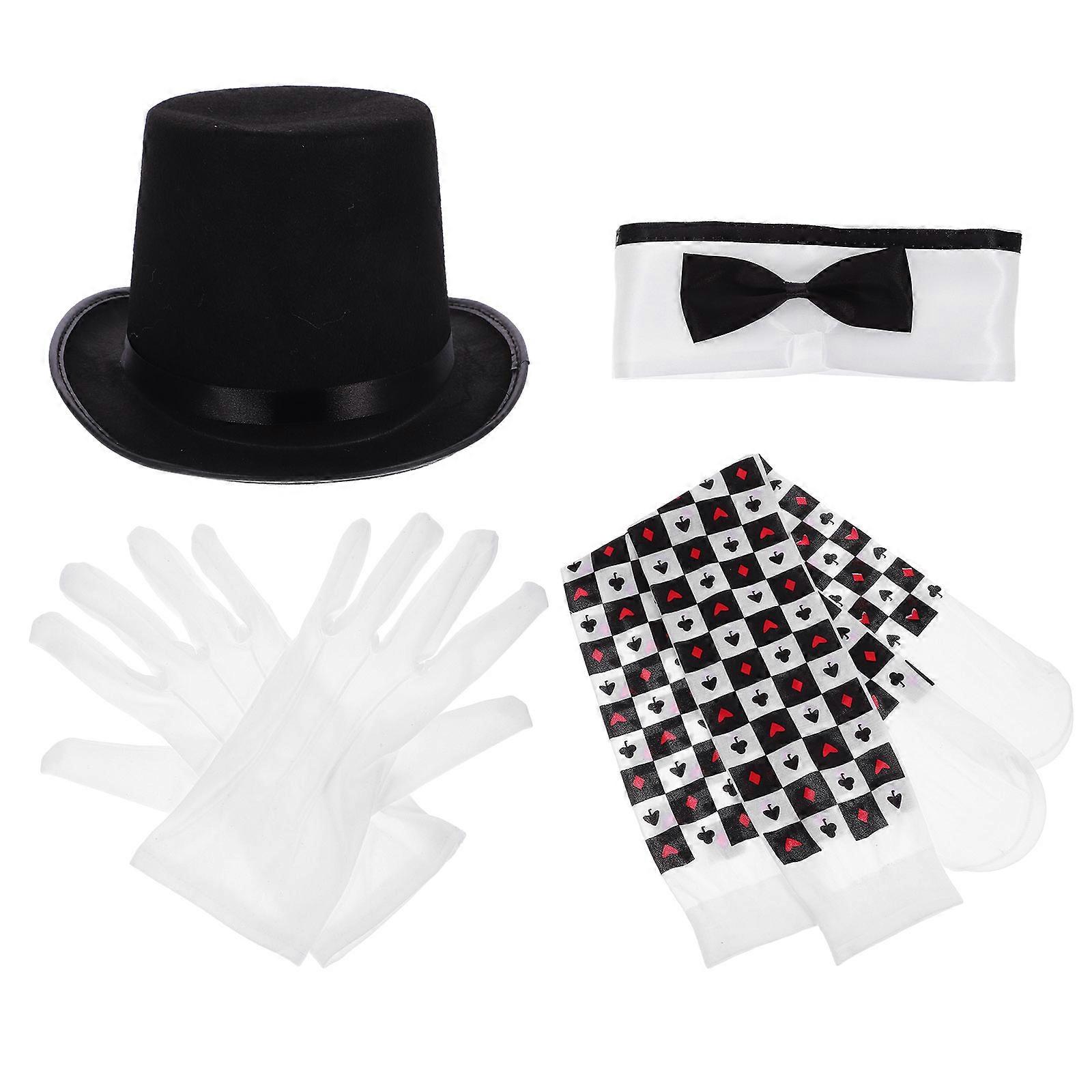Magician Costume Set for Adults – Includes Top Hat, Gloves, Socks, and Bowtie for Party, Performance, and Cosplay Role Play Outfits