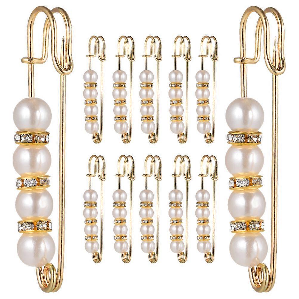 Pearl Safety Pins Brooch Set for Decor Durable Metal Material with Elegant Pearl Design Multi 12pcs