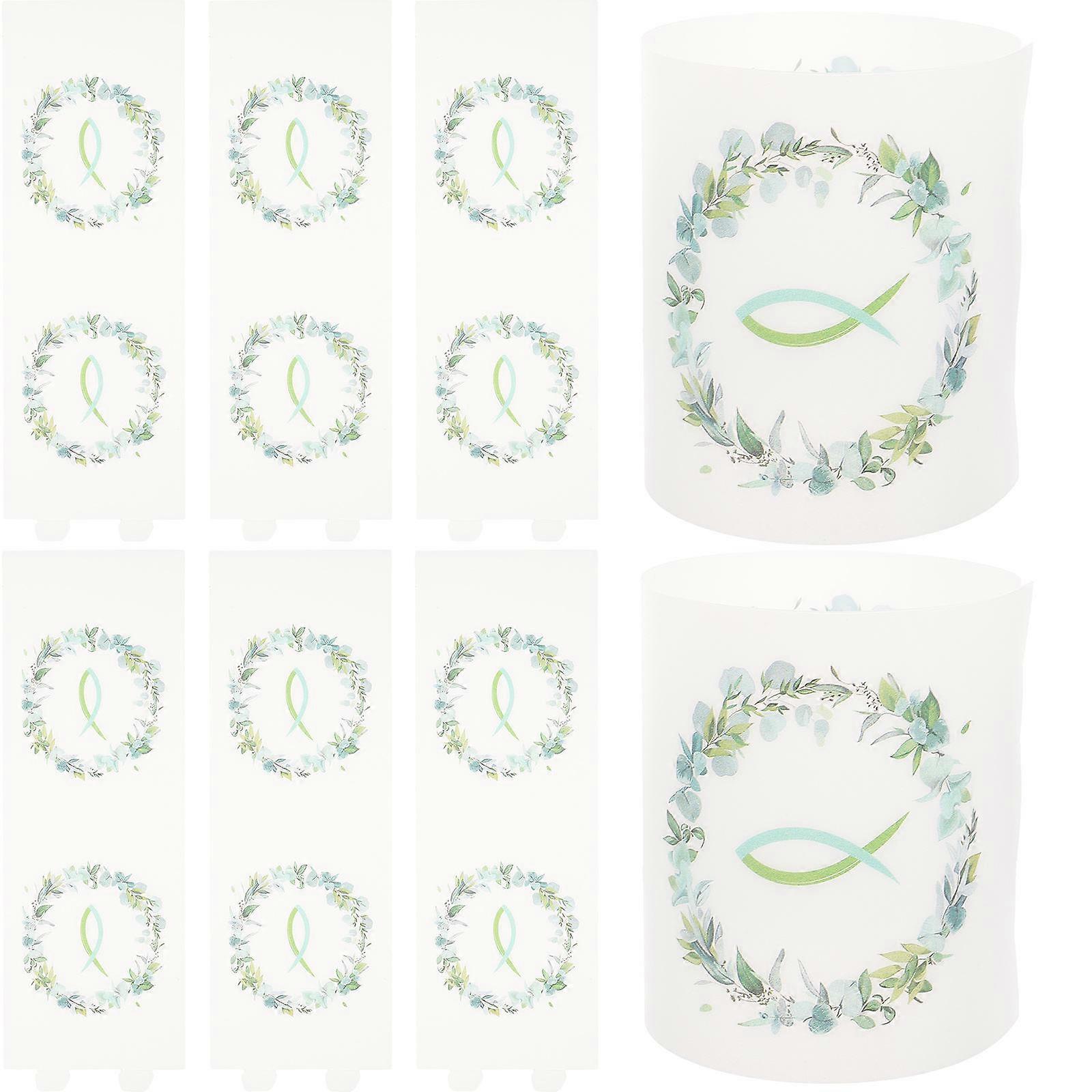 8Pcs Green Plastic Candle Protective Covers for Tea Light Candles with Windproof Function