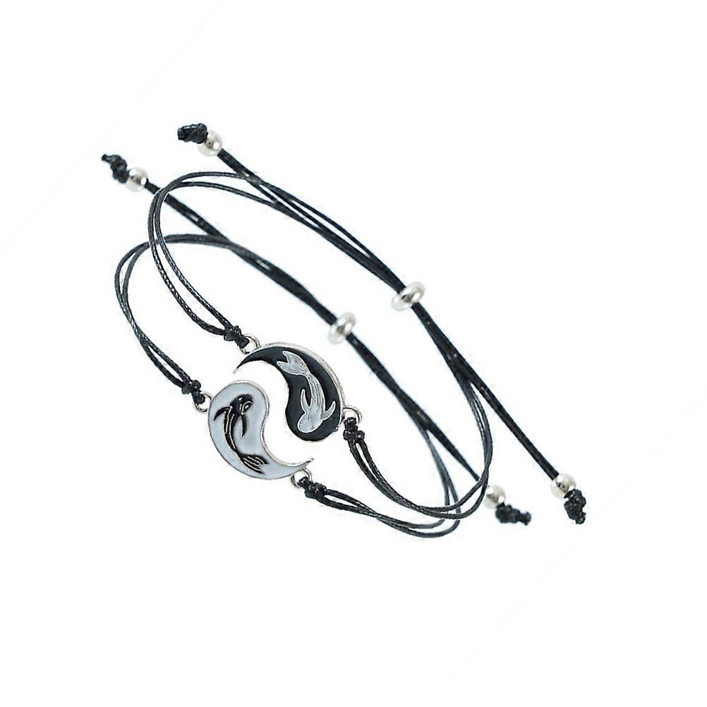 Assorted Color Couple Bracelet Wrist Chain Made of Alloy for Decor and Couples Gift 1 Set