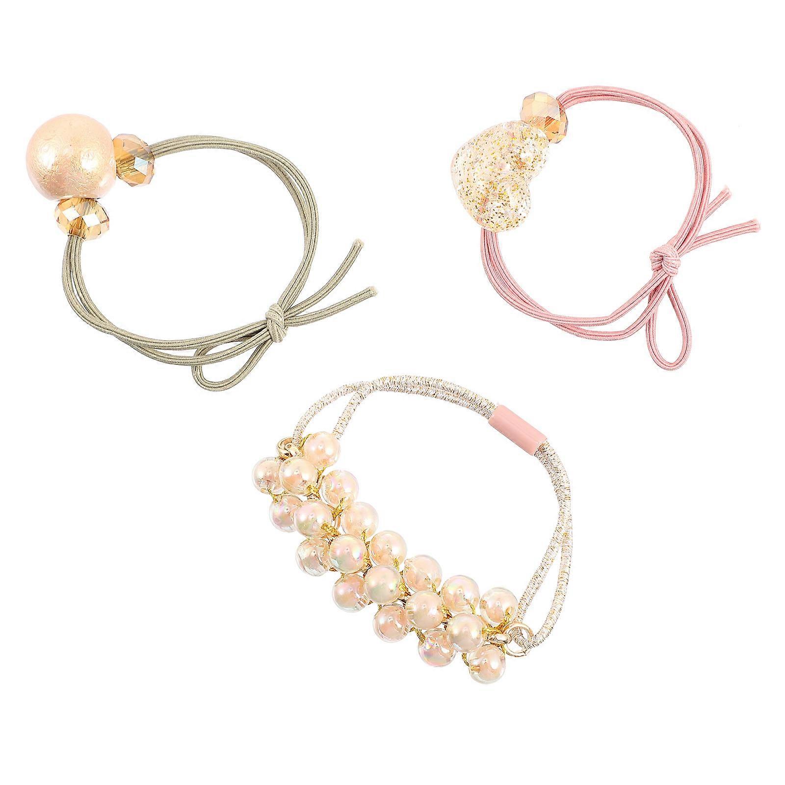Elastic Hair Accessories Pearl Hair Rings Round Shape Special Occasions Rubber Material Reduce And Frizz 9Pcs