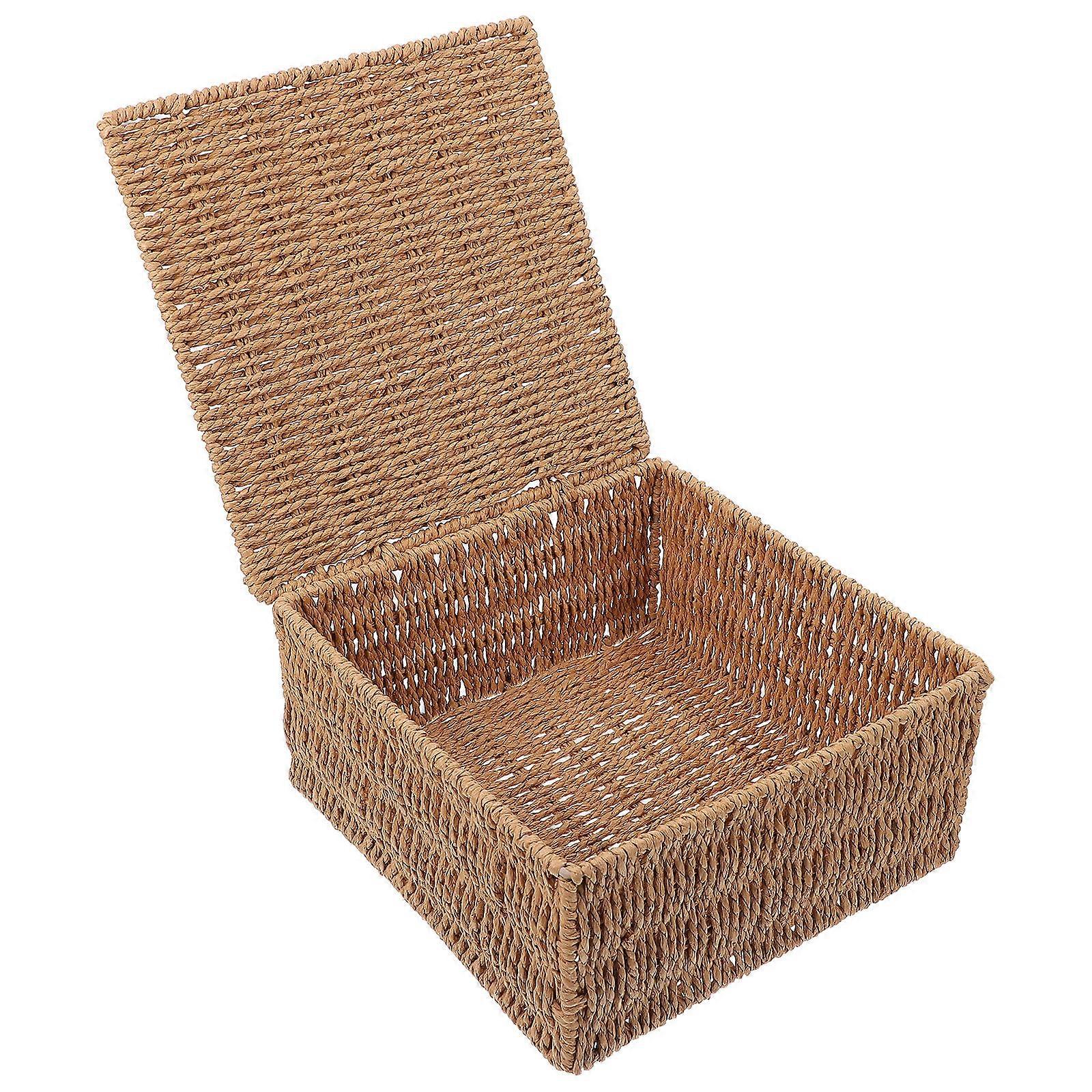 Rustic Look Storage Basket Box For Home Use 23X23X12CM Dustproof Feature Available 1Set
