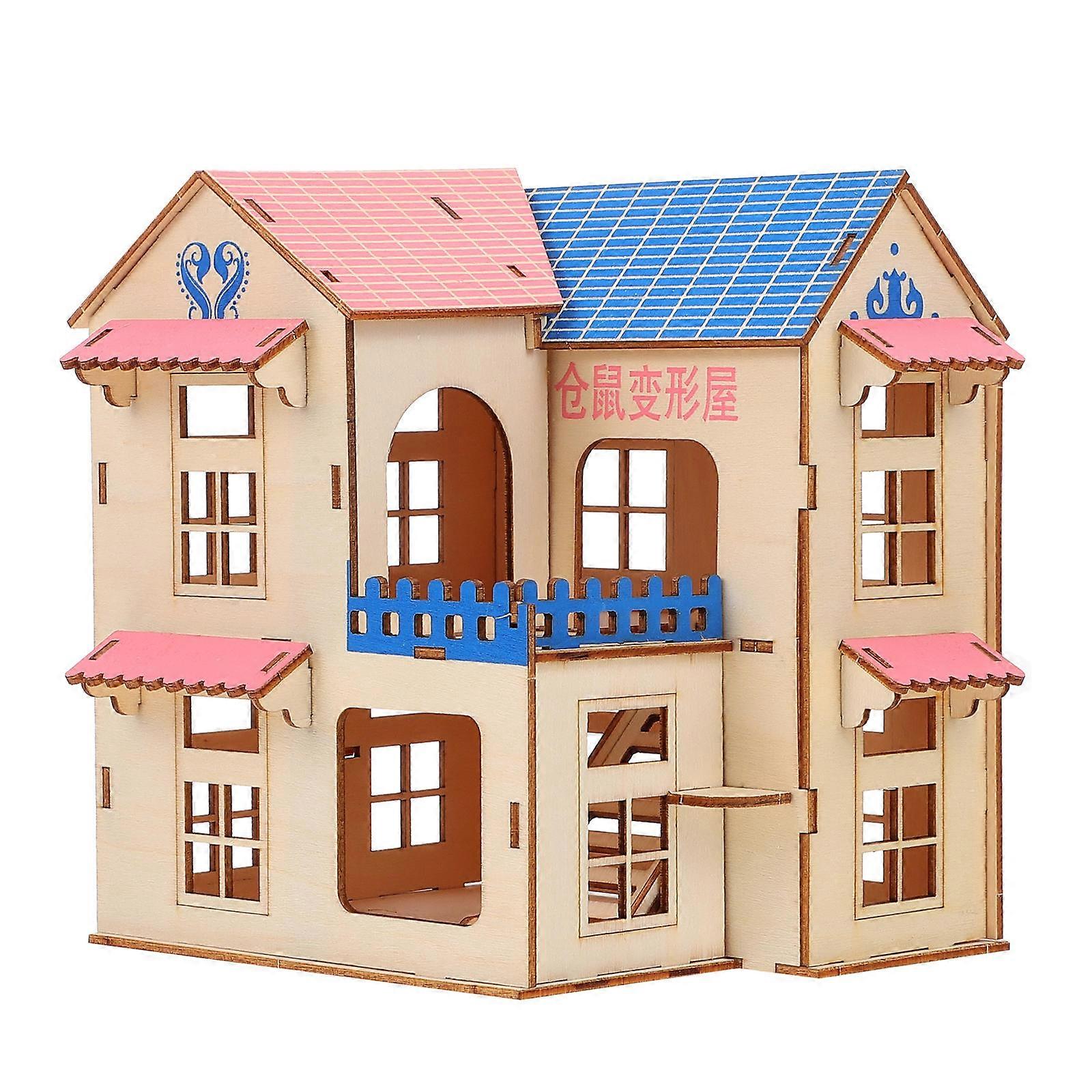 Wooden Hamster Castle with Ladder – Durable Small Pet Playhouse for Hamsters, Rats & Dwarf Pets to Encourage Exercise, Healthy Growth and Mental
