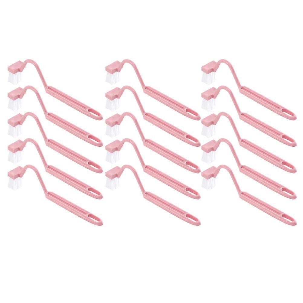 Curved Handle Toilet Cleaning Brush 15Pcs Bathroom Cleaning Tool Anti-Scratch Stain Removal Pink