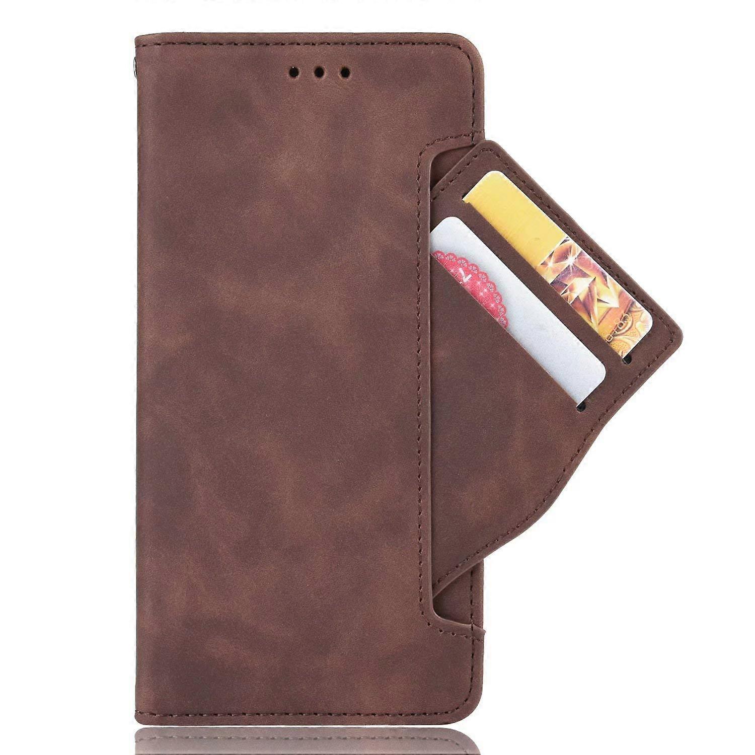 Phone Case for Xiaomi Redmi K50 Pro+ Leather Flip Case With Card Slot Stand Function Brown