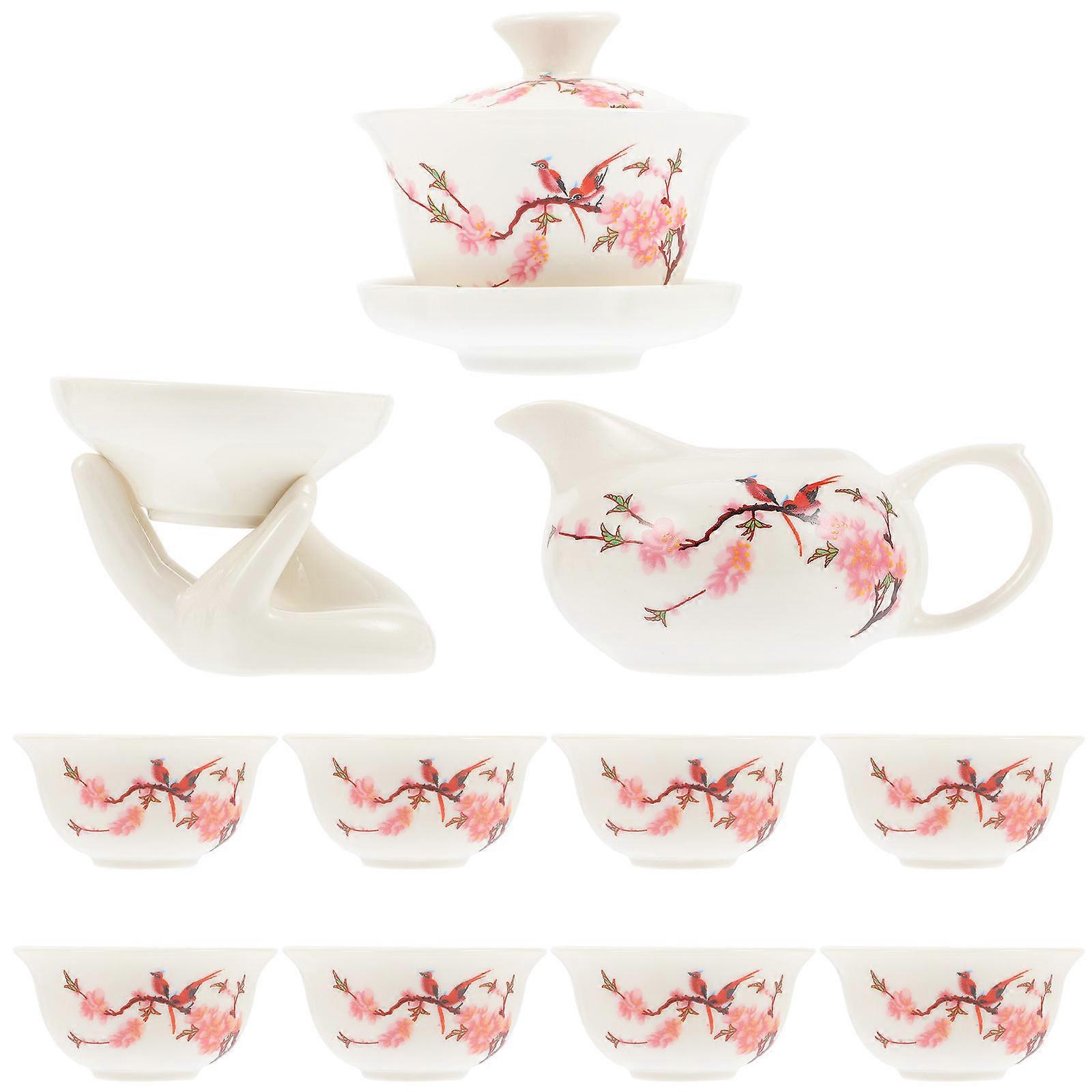 Chinese Teacup Set Kung Fu Teaware Gift Giving High-End Ceramic Material 1 Set