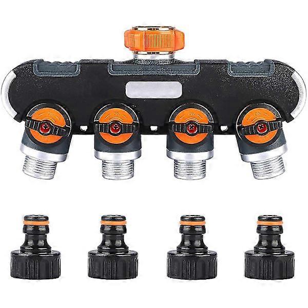 4-Way Distributor, Hose Splitter, Adjustable Lockable Water Flow Distributor
