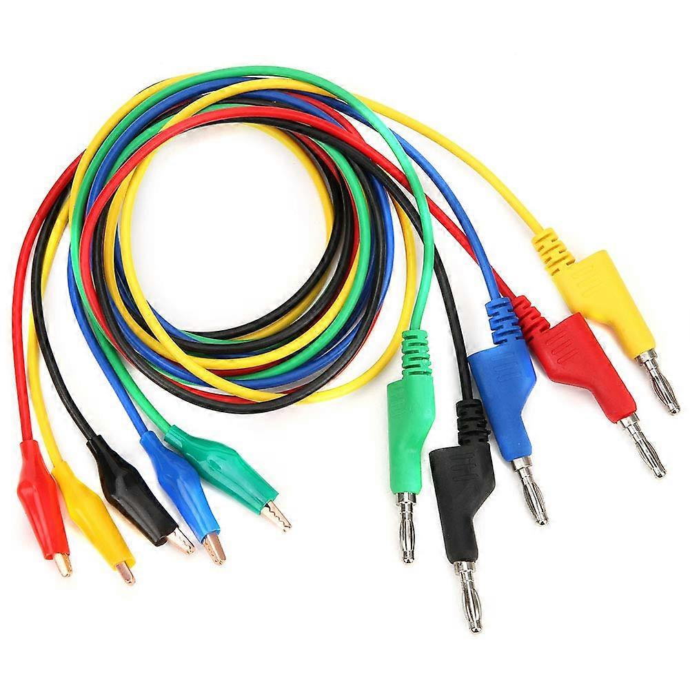 5pcs 4mm Stackable Banana Plug Clip Test Lead Cable Multimeter Test Wire Set for Electrical Measurements