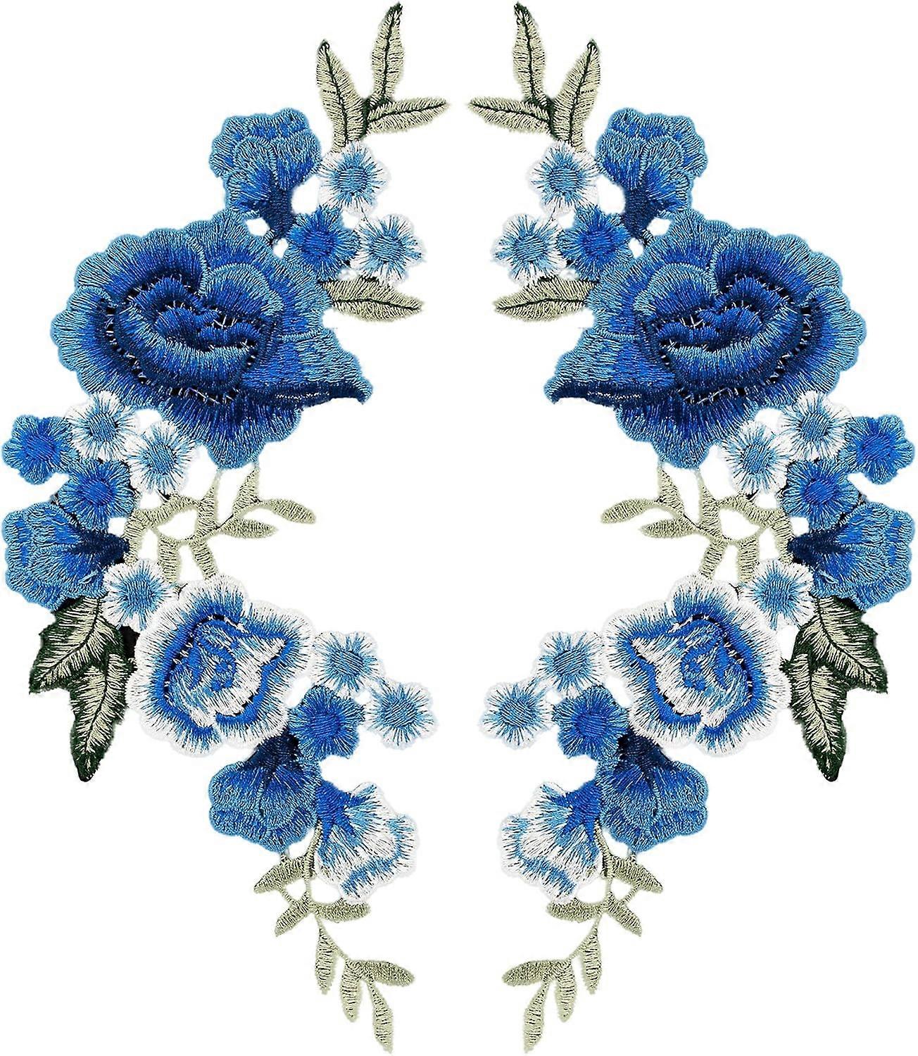 1 Pair  Rose Embroidery Patch Beautiful Flowers Embroidered