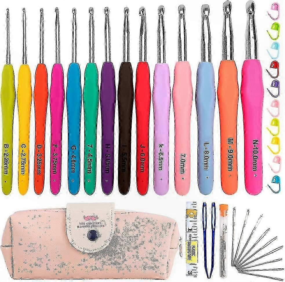 Complete Crochet Starter Set with 14 Soft Grip Tools for Beginners