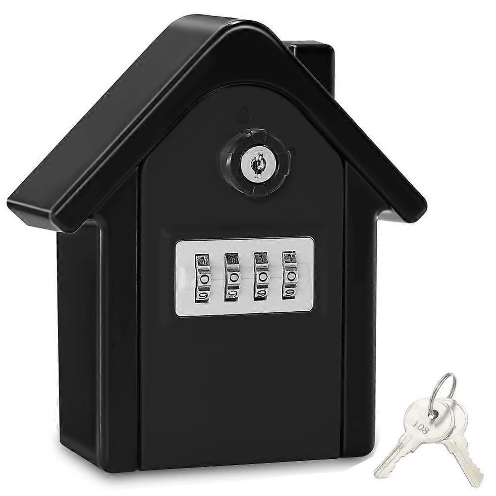 Key Safe with Combination Code, Outdoor, Large Capacity, Wall Mounted (Black)
