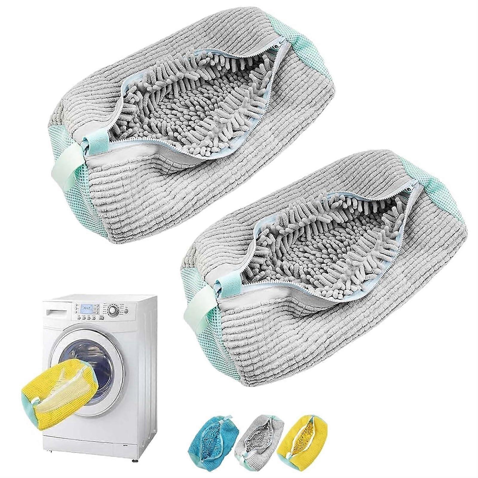 2Pcs Shoes Laundry Bag Washing Bag Sneaker MultiProtection Mesh Gray
