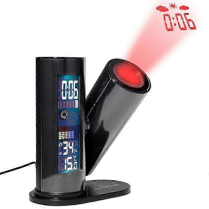 Digital Projection Alarm Clock Indoor Temperature Humidity With Snooze Weather Forecast And Alarm