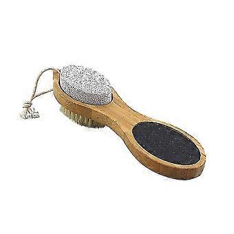 4-in-1 Fußmassagebürste - Bimsstein, Peeling-Schrubber, langer Griff für