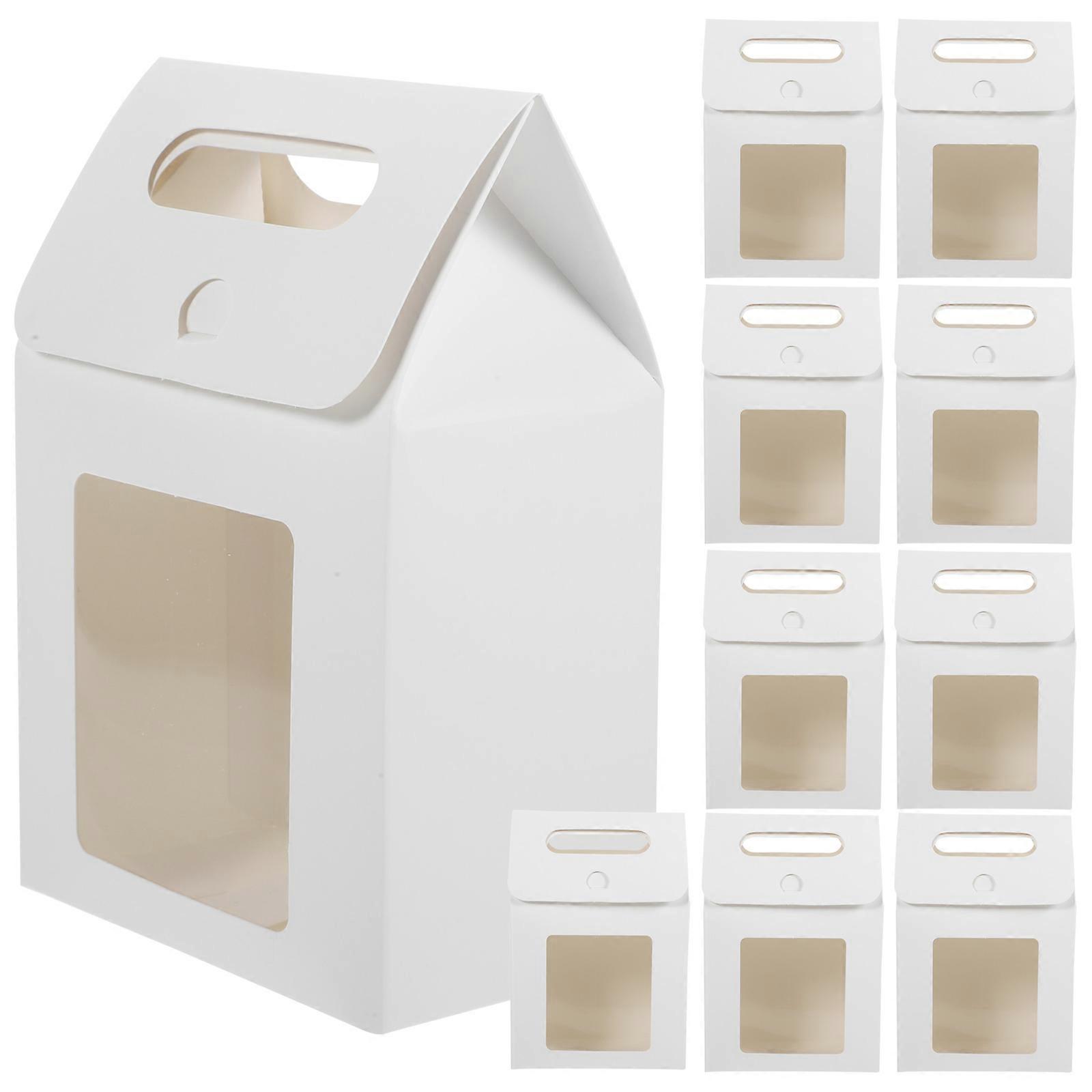 Durable White Paper Gift Bags with Window for Storage Use Suitable for Cakes and Desserts 10pcs