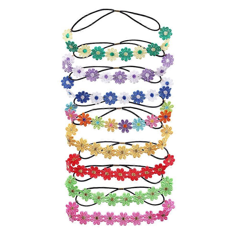 Decorative Elastic Headband For Women Headband Assorted Color Circular 8Pcs