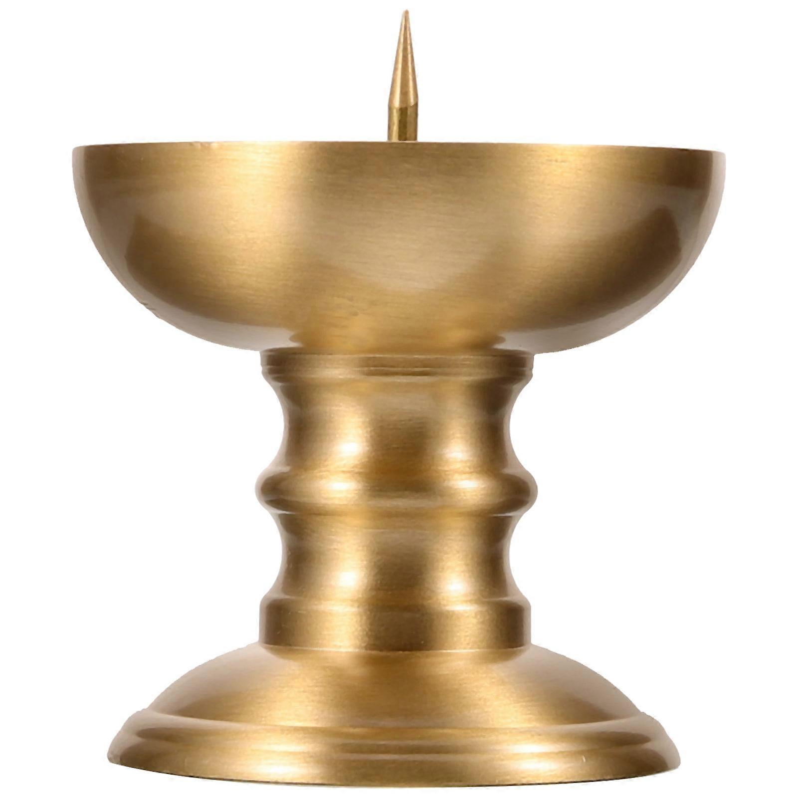 Buddhism Candle Holder Desktop Stand Butter Lamp Holder Brass 1 Set