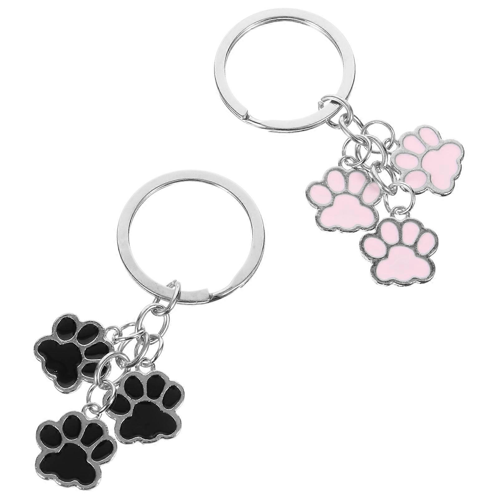 Cute Dog Paw Key Chains 2pcs Cartoon Key Rings for Bags, Lightweight Durable Accessories for Keys and Luggage