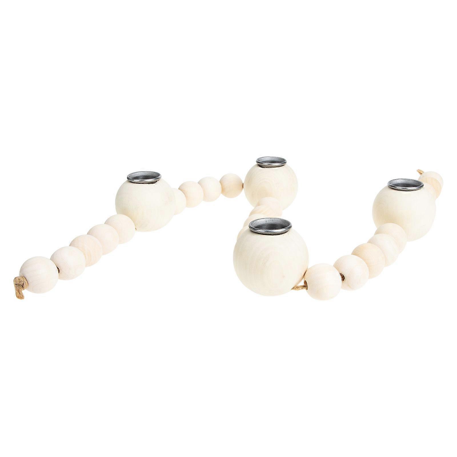 Wooden Bead String Candle Holder Desktop Decorative Candlestick Creative Candle Stick