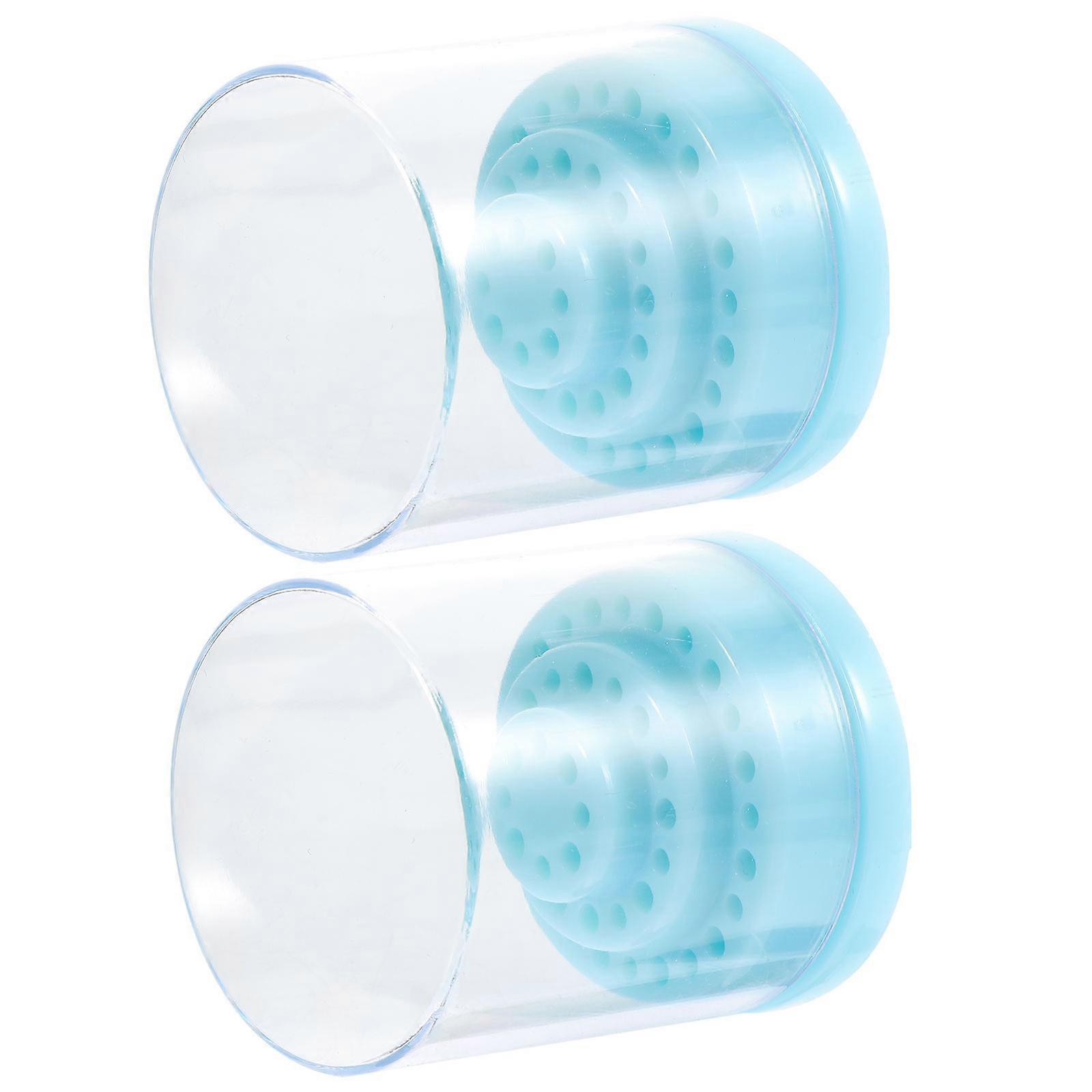 Nail Polishing Heads Box 2Pcs Display Storage Solution For Nail Art Practice Convenient Blue Organization