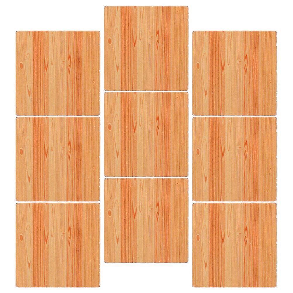 Light Brown Wood Miniature Flooring for Doll House Accessories 9pcs Set, High Simulation Effect