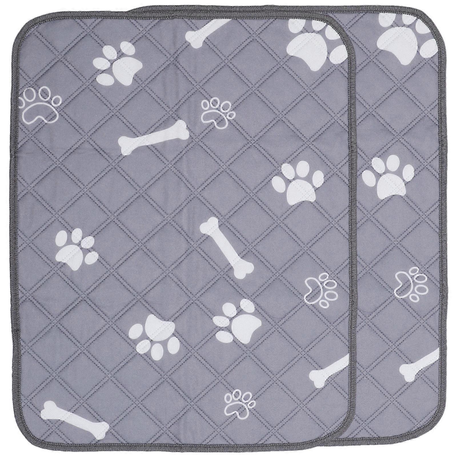 Dog Pee Pad 2Pcs Indoor Pet Tool Waterproof Reusable Grey Pet Training Essential
