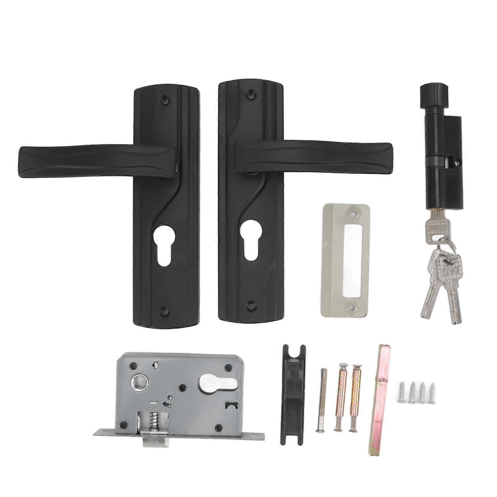 Door Handle Lock Kit, Manganese Steel Silent Lever Lock Keyed Entry Set with Key for Home Bedroom Universal Fit