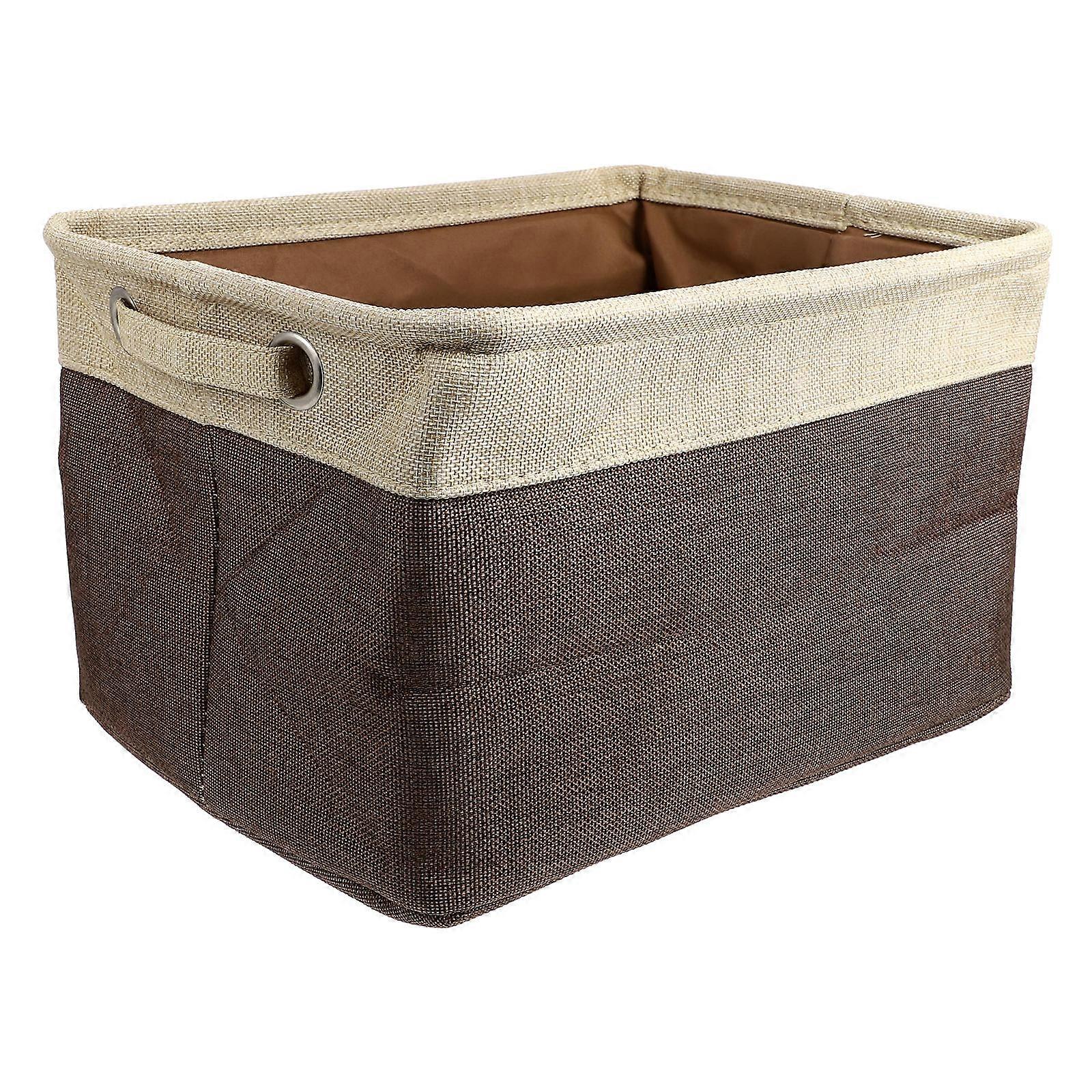 Foldable Pet Storage Basket, Lightweight Collapsible Organizer for Clothes and Sundries, Linen Style Container, Coffee Color