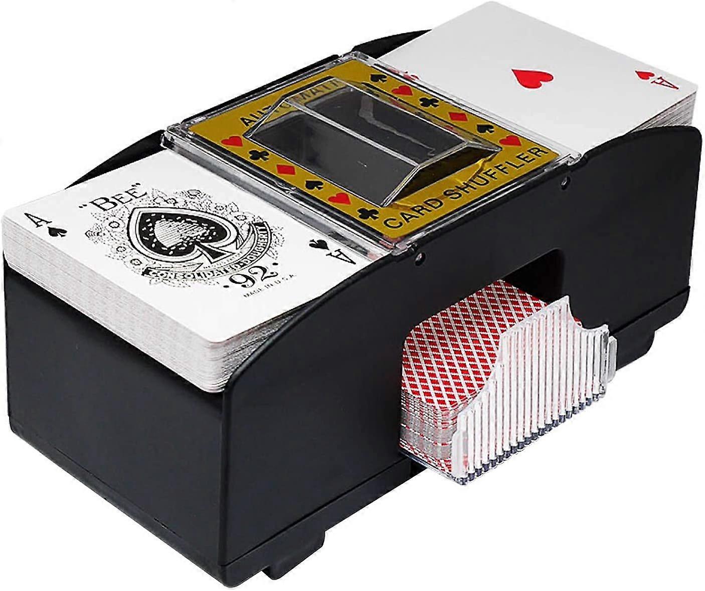 Automatic Playing Card Shuffler, 2 Deck Electric Bridge Type Poker Mixer Machines