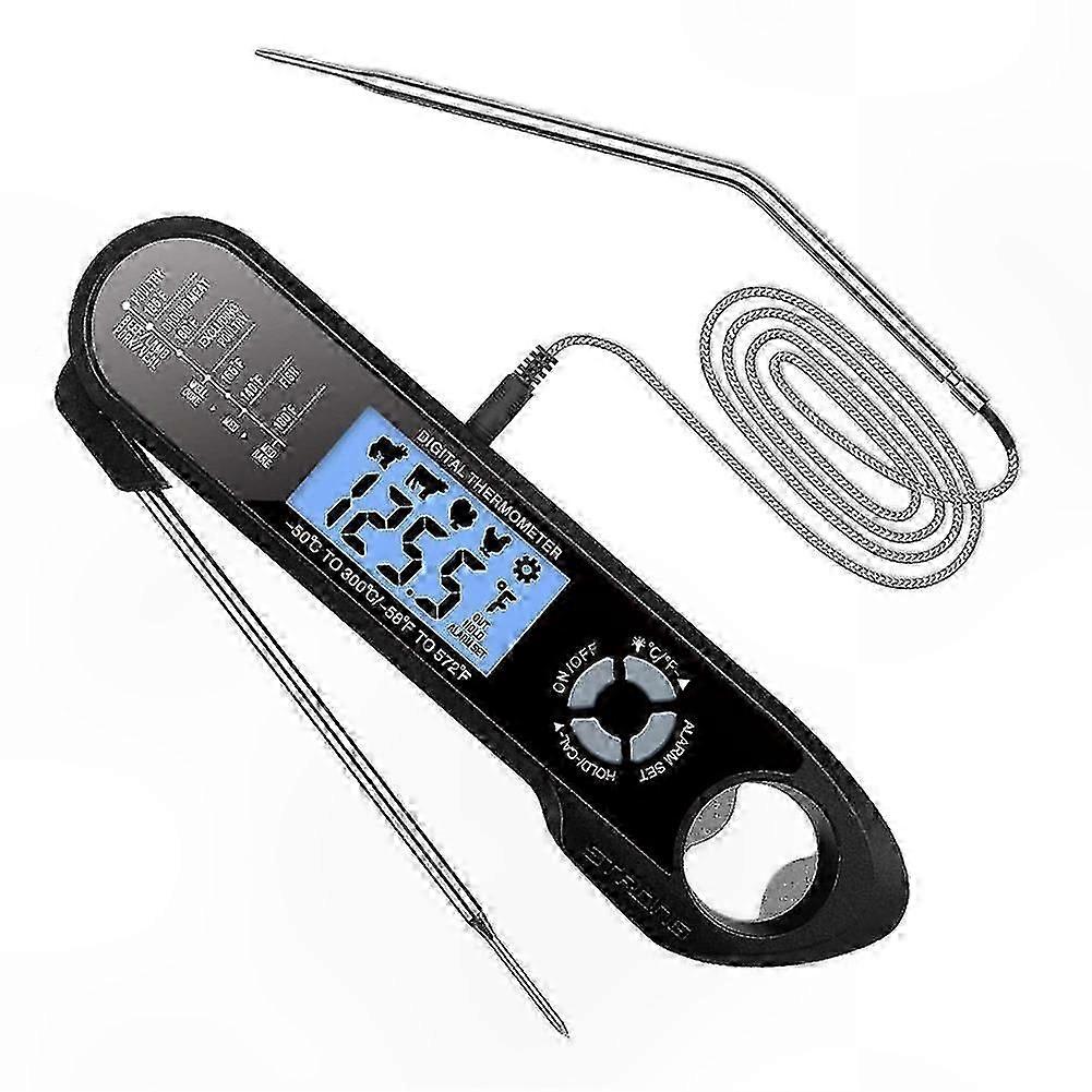 Digital Meat Thermometer with Alarm, Oven-Safe Food Thermometer for Cooking and Baking