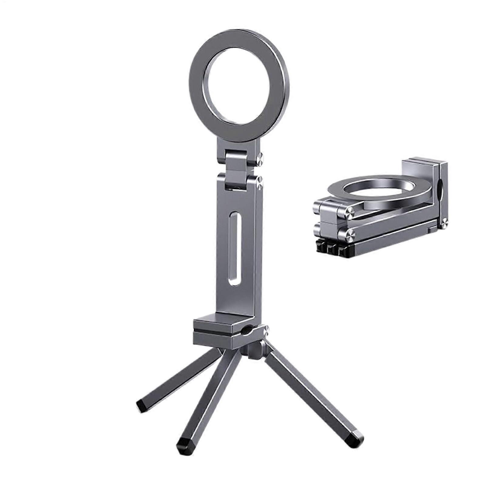 Magnetic Smartphone Stand - 360-Degree Adjustable Magic Clip - Foldable, Portable Rotatable Phone Holder For Home Gym - Gray