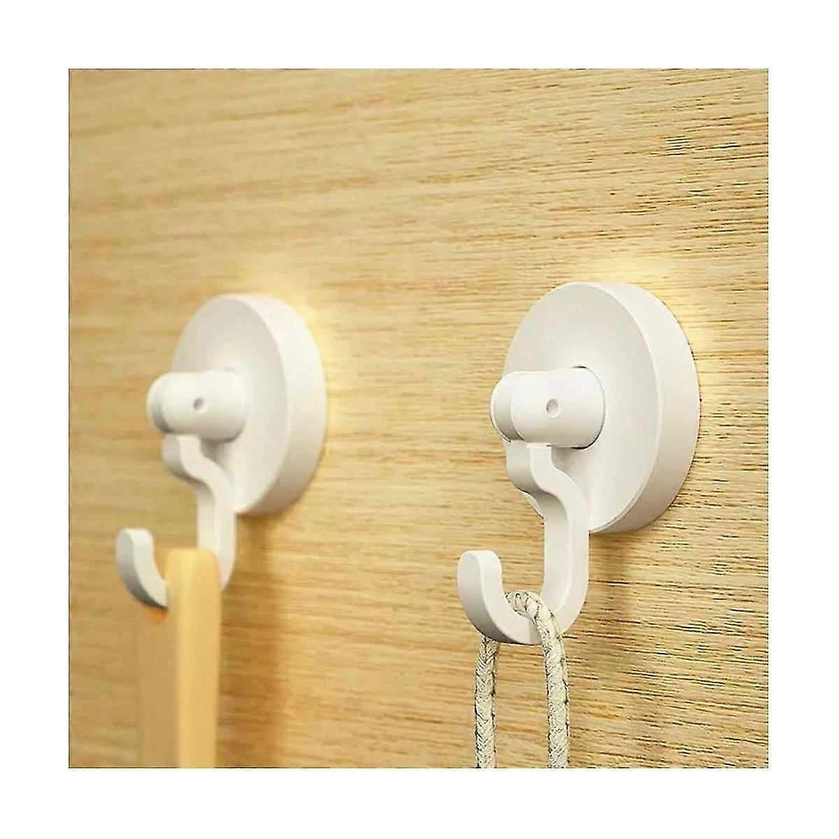 18PCS Adhesive Ceiling and Wall Hooks - Round Swivel Spinning Turn 360/180 No Drill Stick on Hook