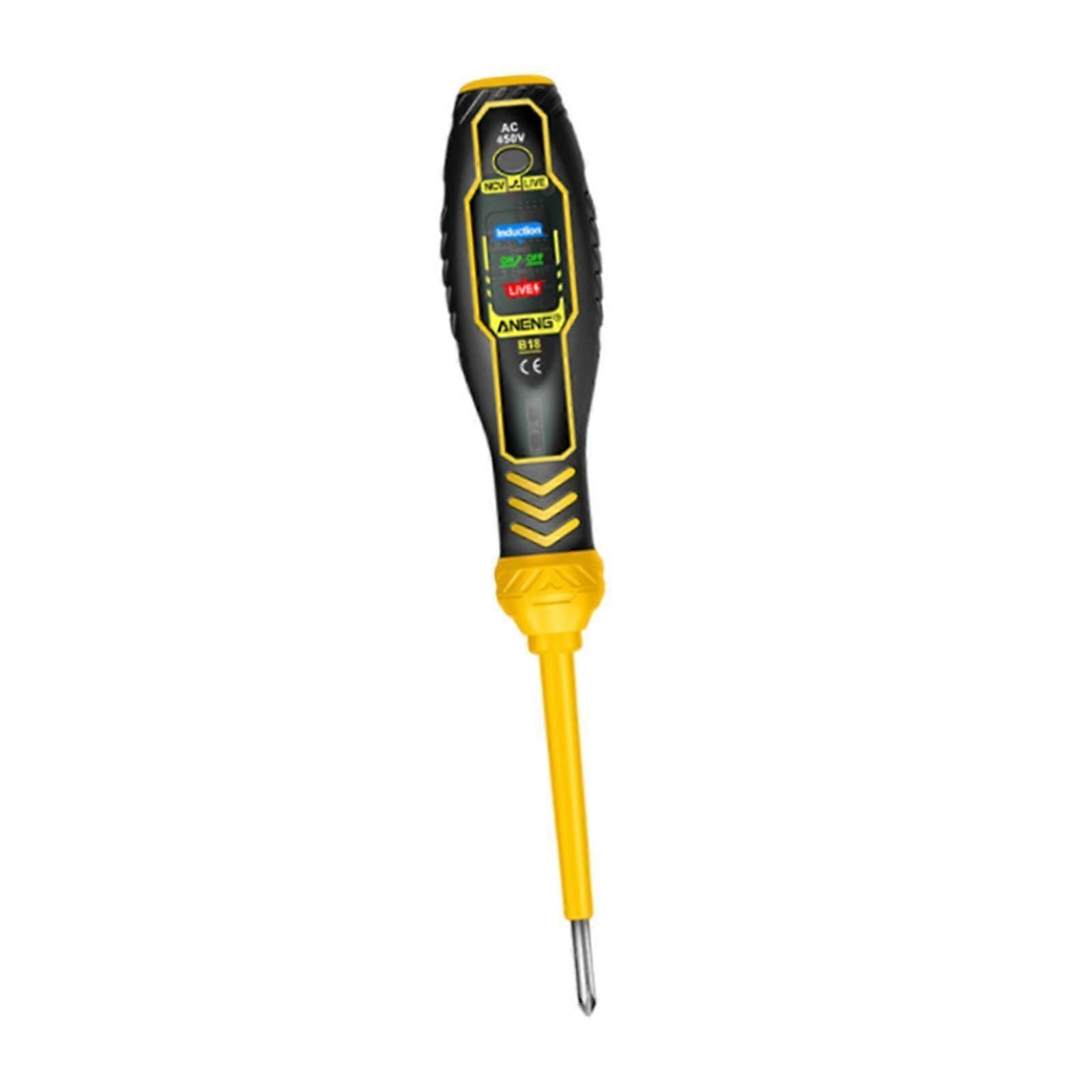 B18 Electrical Continuity Tester Pen Tool with NCV Light for Home Use, Yellow Color, Compact Design