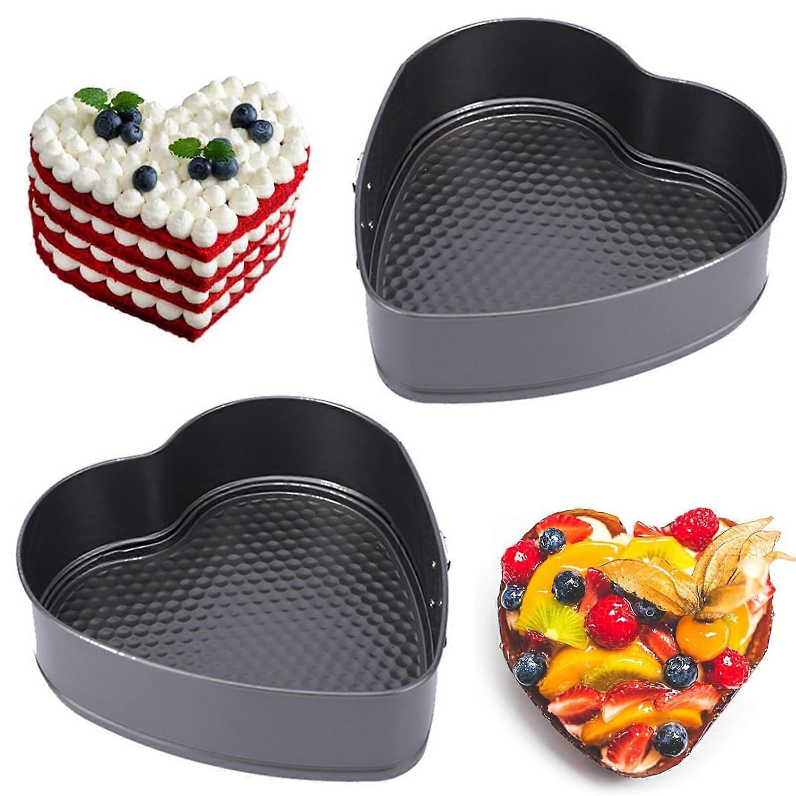 Heart Cake Tin Set 20cm 22cm Non-Stick Removable Base With Snaps For Chiffon Cakes Baking Accessory