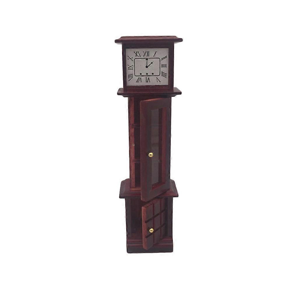 Retro Clock for Kids Playing Brown PP Material Mini House Decoration Promote Cognitive Ability 1 pc