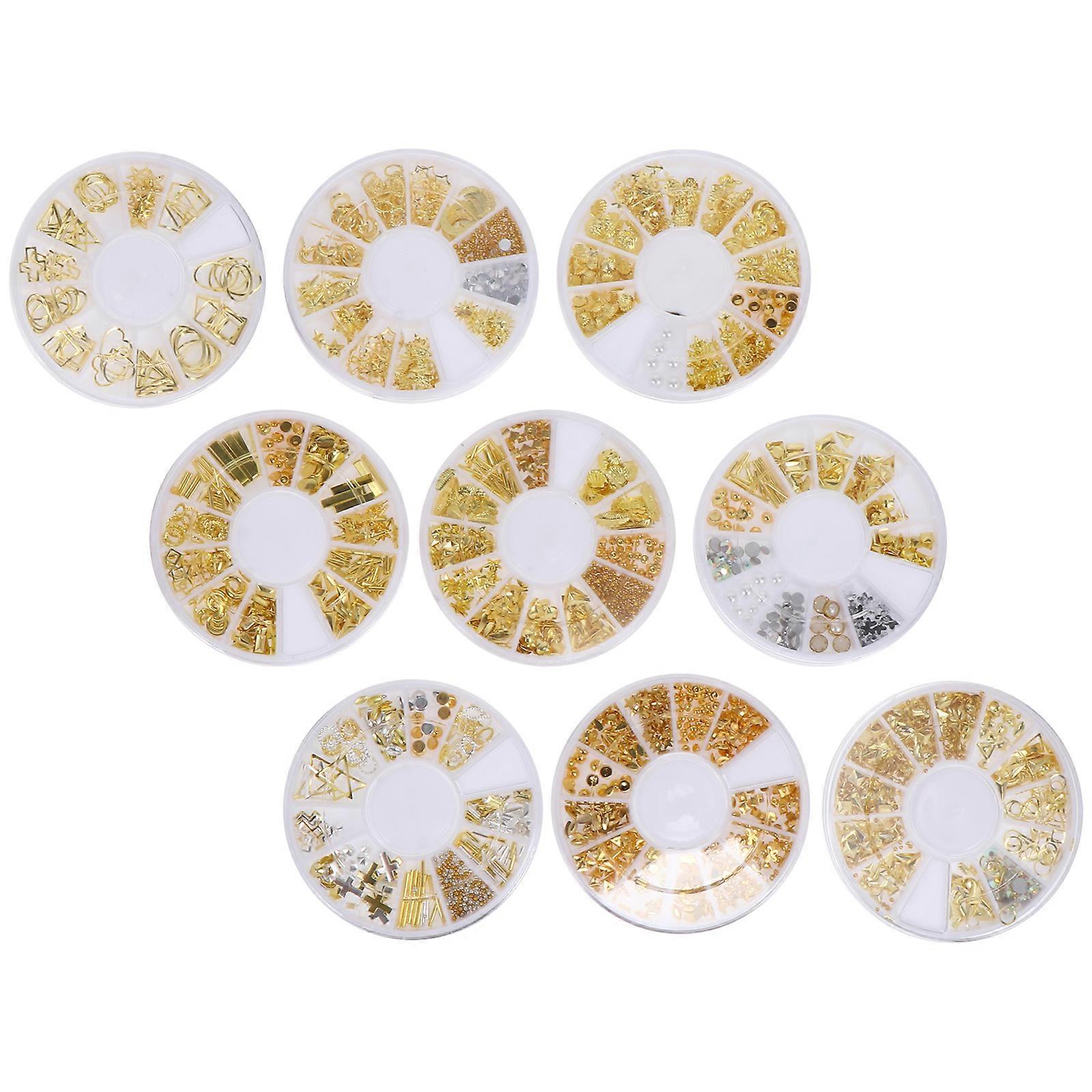 Decorative Metal Nails Studs Charms Nail Rivet Studs Diy with Friends Zinc Alloy Plastic White 9 Boxes Set