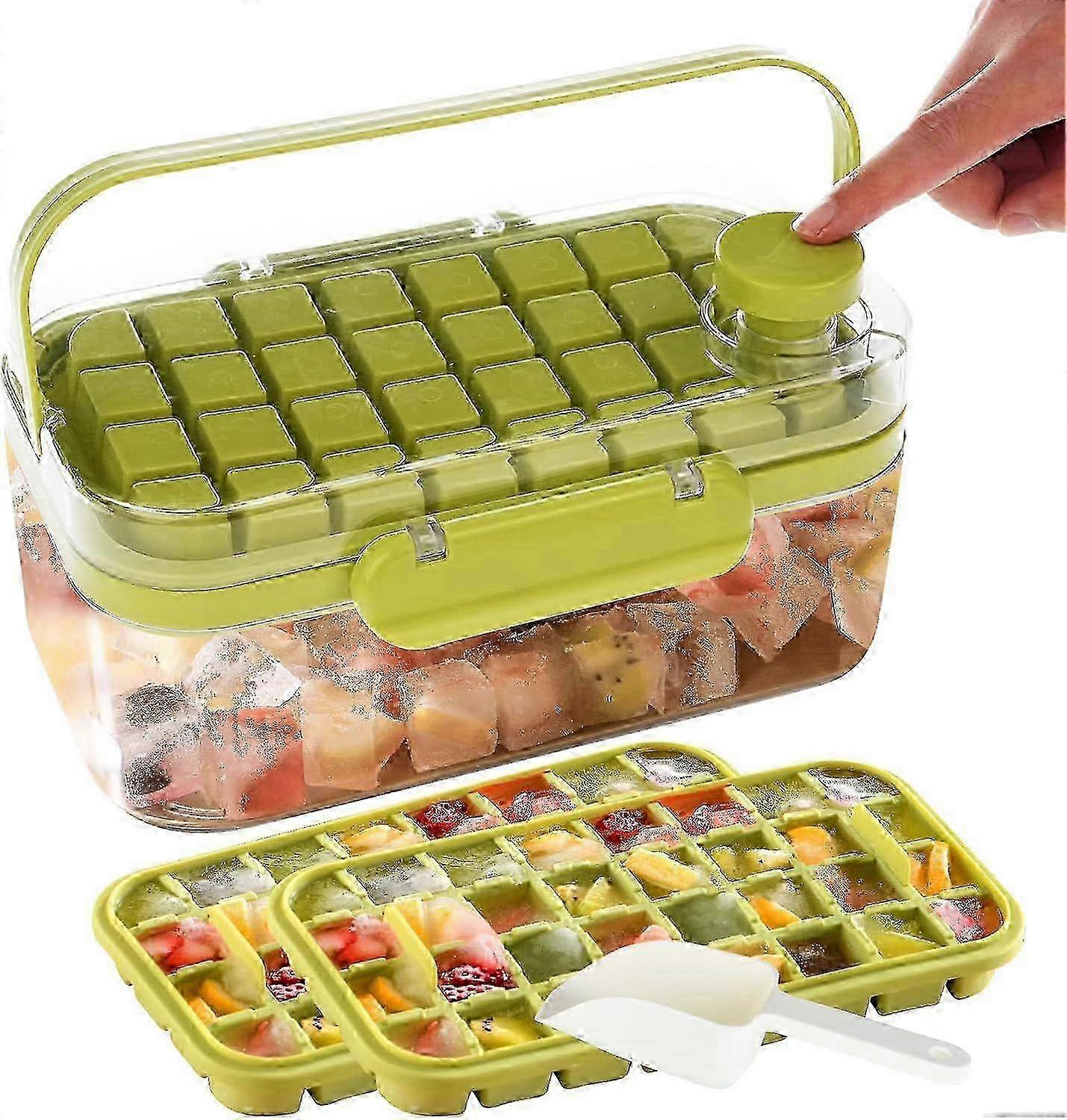 BPA-Free Ice Cube Tray with Lid for Cocktails & Coffee, Makes 64 Easy Release Cubes