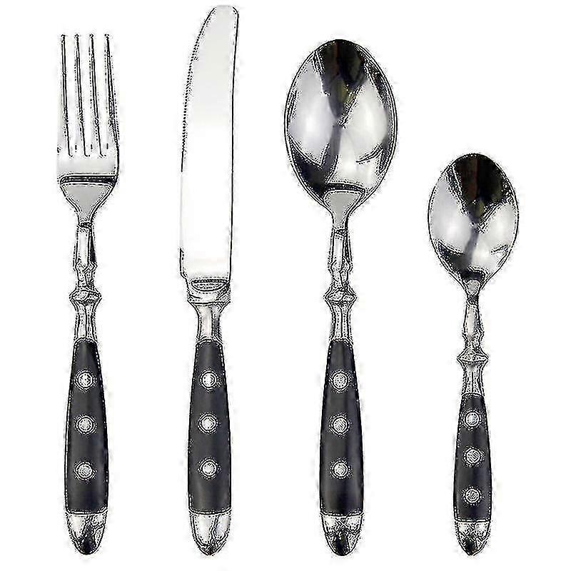Set di posate western classico ed elegante da 4 pezzi con rivetti in resina e lame in acciaio inossidabile