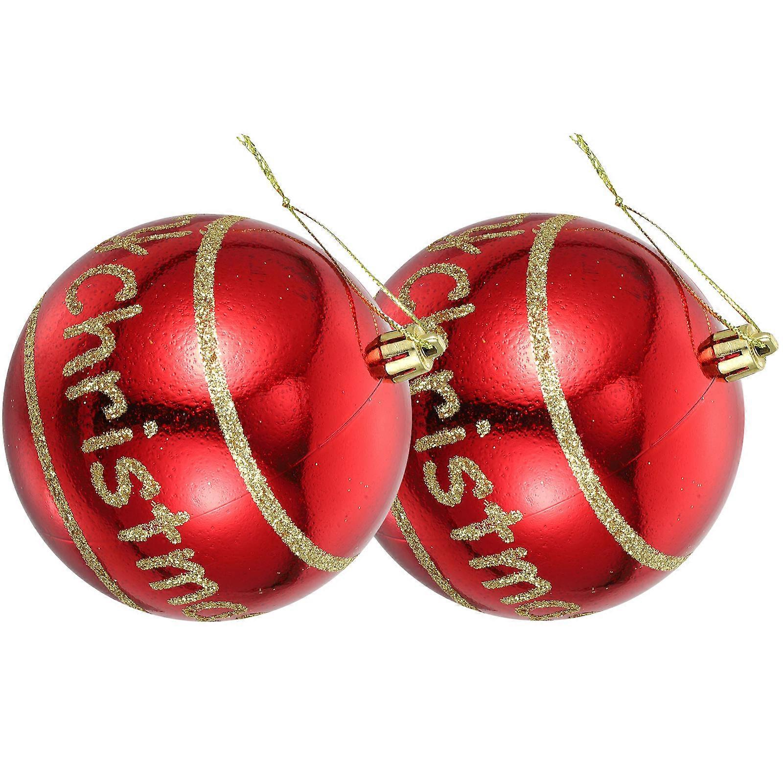 Christmas Tree Decorations for Hanging 2Pcs Red Plastic Ball Set
