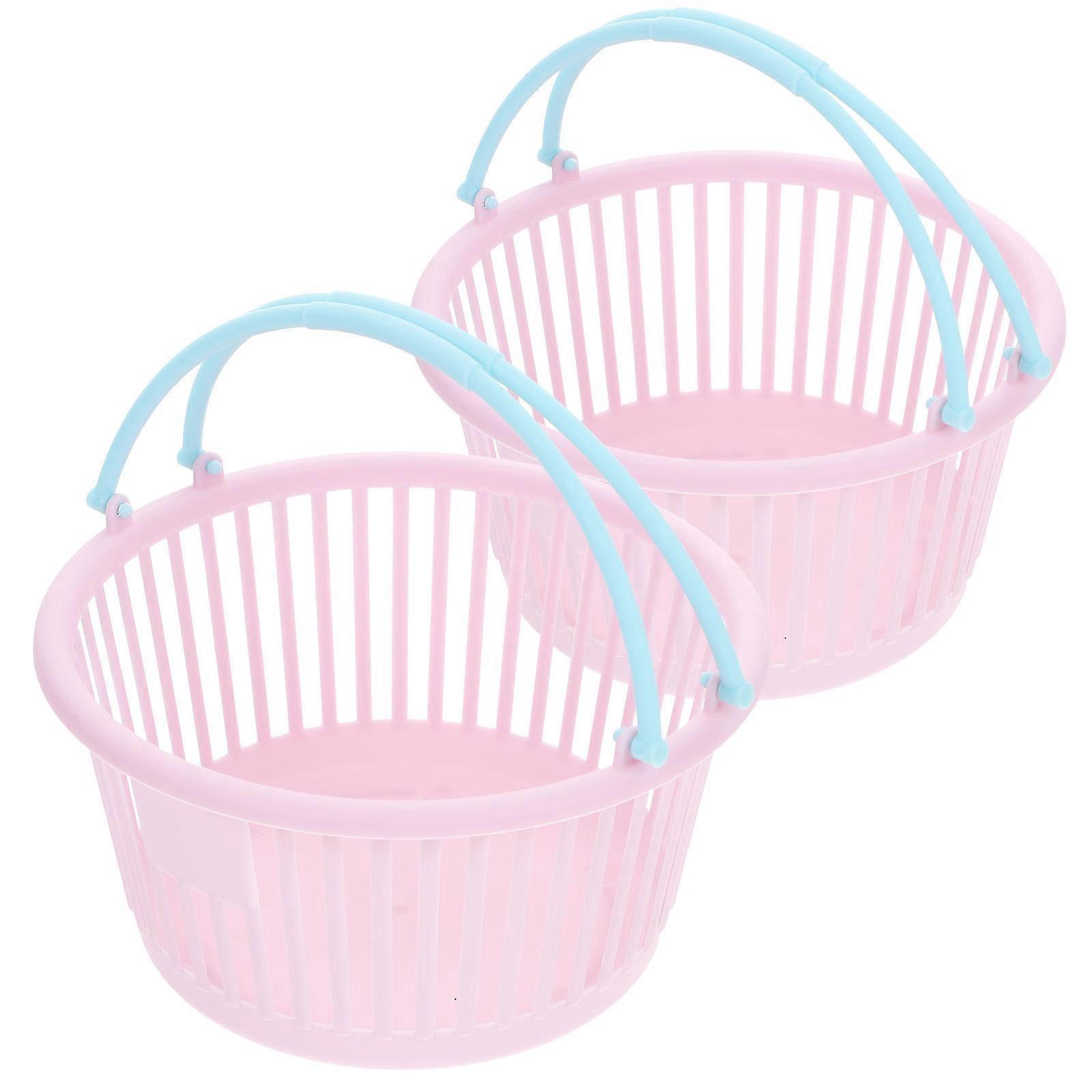Mini Plastic Basket Kids Shopping Basket Pink Pp Material for Multi-Functional Use 2Pcs