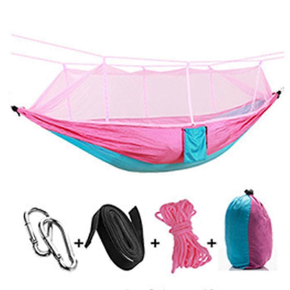Camping Hammock with Mosquito Net Lightweight Nylon Outdoor Double Hammock for Sleeping Portable Design
