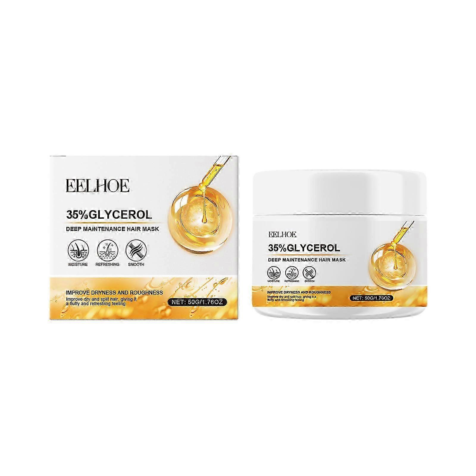 EELHOE 35% glycerin hair mask, deep moisturizing, improving hair quality, smooth and shiny, locks in moisture and moisturizes
