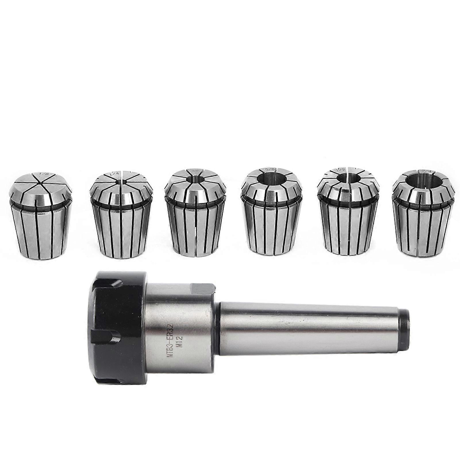 1pc MTB3 ER32 M12 Collet Chuck Morse Taper Holder   6pcs ER32 Spring Collets CNC Milling Tool