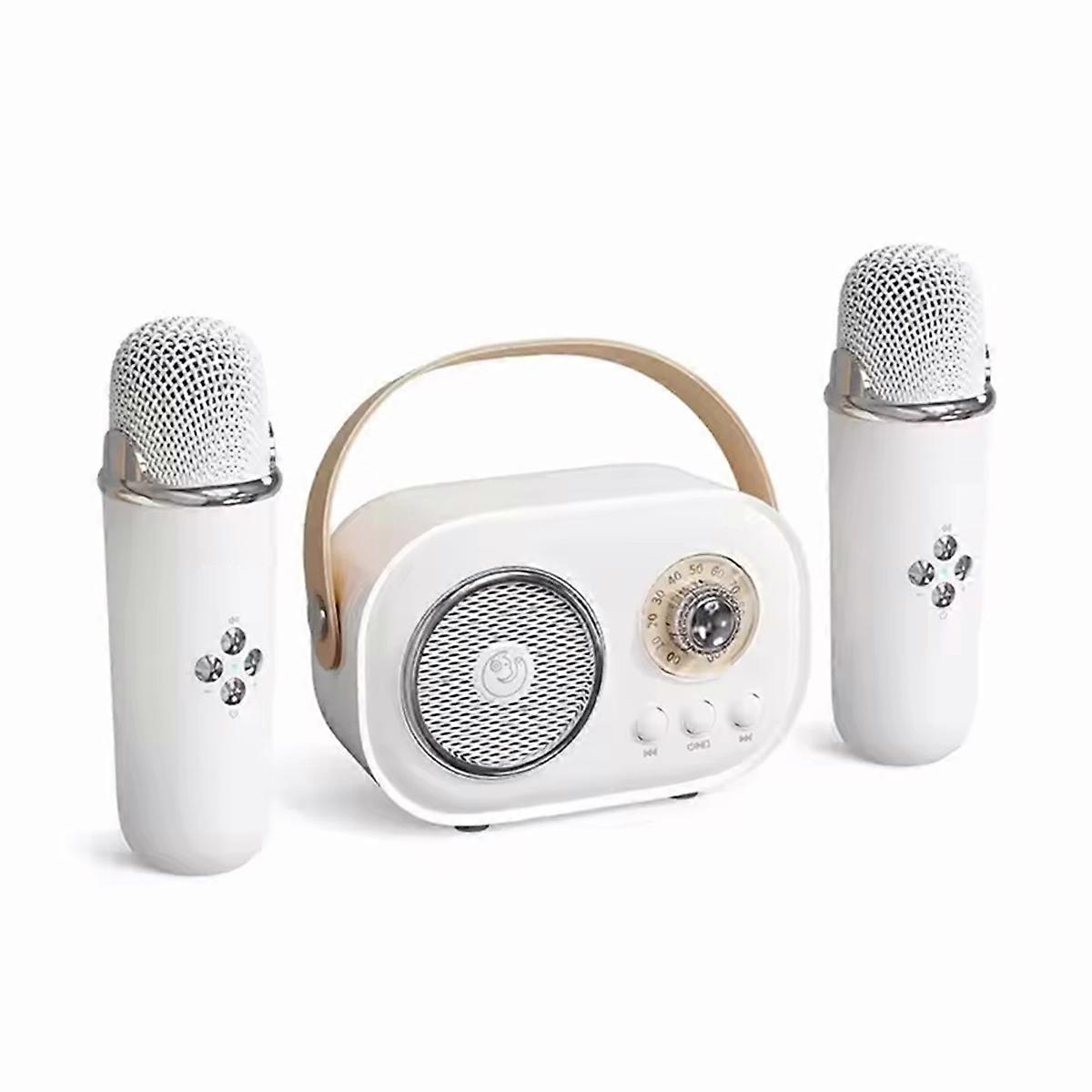 Karaoke Portable Wireless Bluetooth Speaker with Microphone White