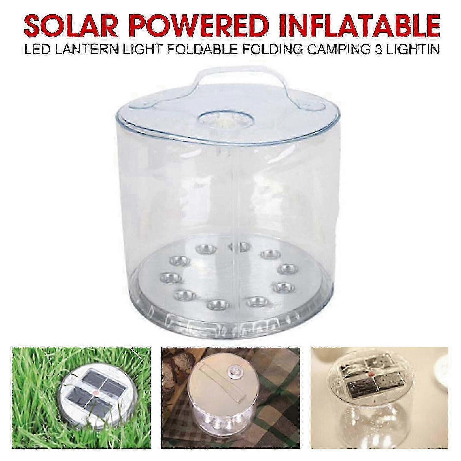 Solar-Powered Inflatable LED Lantern, Foldable Design with 3 Lighting Modes for Camping and Outdoor Use