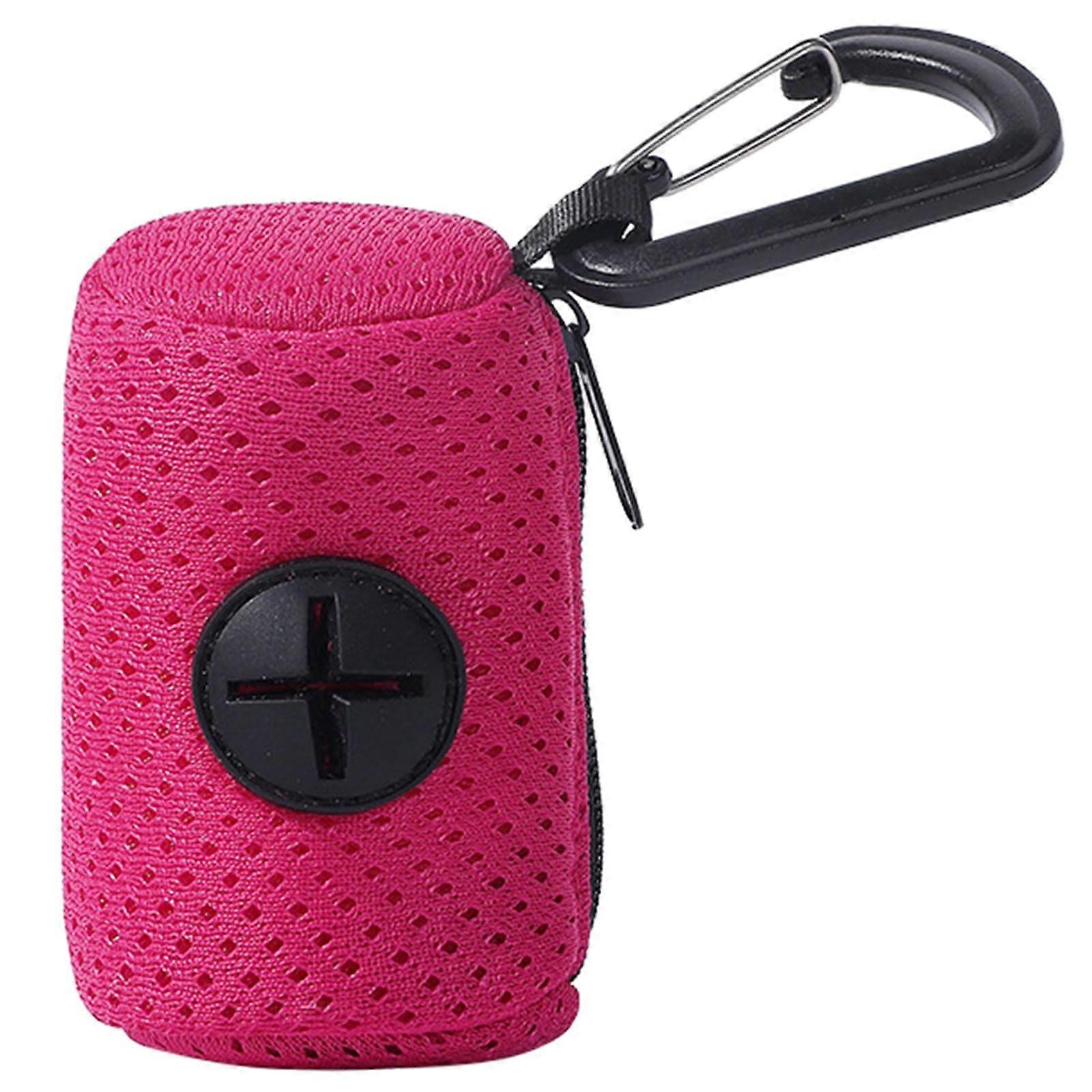 Dog Poop Bag Dispenser Mesh Fabric Waste Holder With Leash Hook For Outdoor Use - 1 Count, Portable, Lightweight, Durable