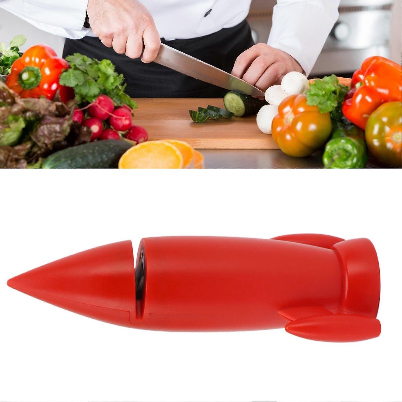 Ceramic Handheld Manual Knife Sharpener for Kitchen Knives Red