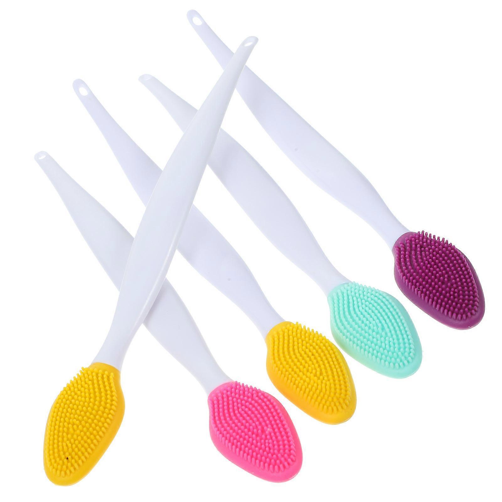 Nasal Brush 5Pcs Silicone Beauty Tool For Women's Facial Skin Care Long Handle Assorted Color Makeup Residue Removal