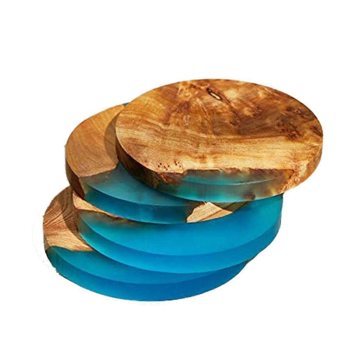 4 Pack Wooden Coasters with Epoxy Resin, Bar Coaster for Drinks, Modern Coasters for Bar Kitchen Ho