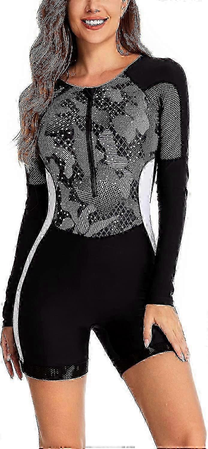 Damen Langarm-Rashguard mit Reißverschluss zum Surfen und Schwimmen